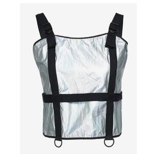 McQ Alexander McQueen Metallic harness top silver L